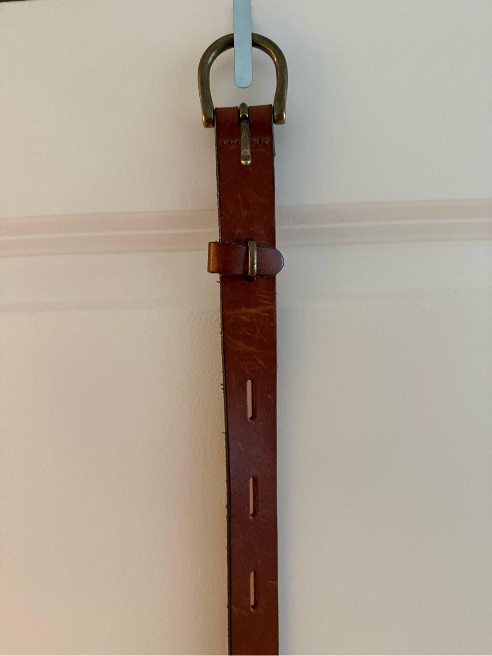 Madewell Brown Leather Belt with Antiqued Brass Buckle